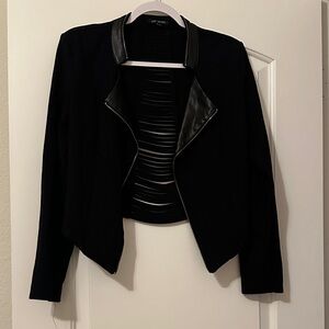 Women's Black Jacket with Leather Accents & cut back